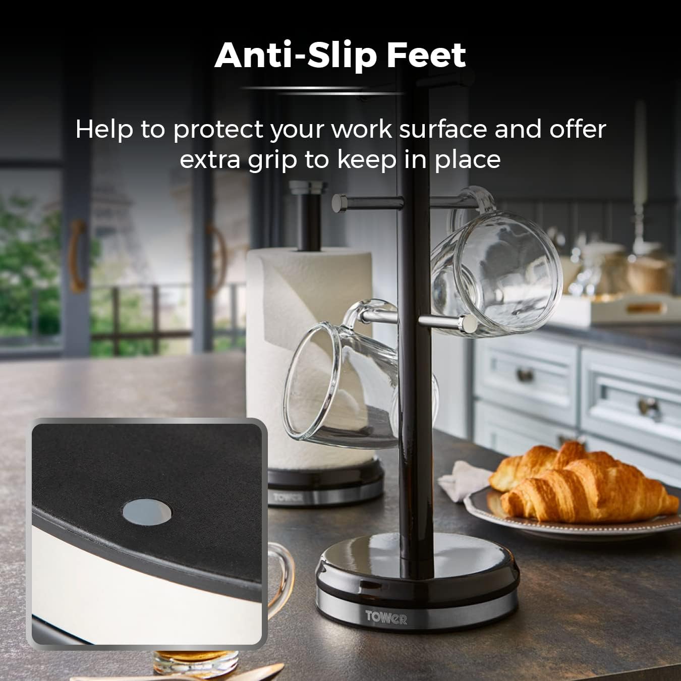 Tower Mug Tree & Kitchen Roll Holder Set Top Choice